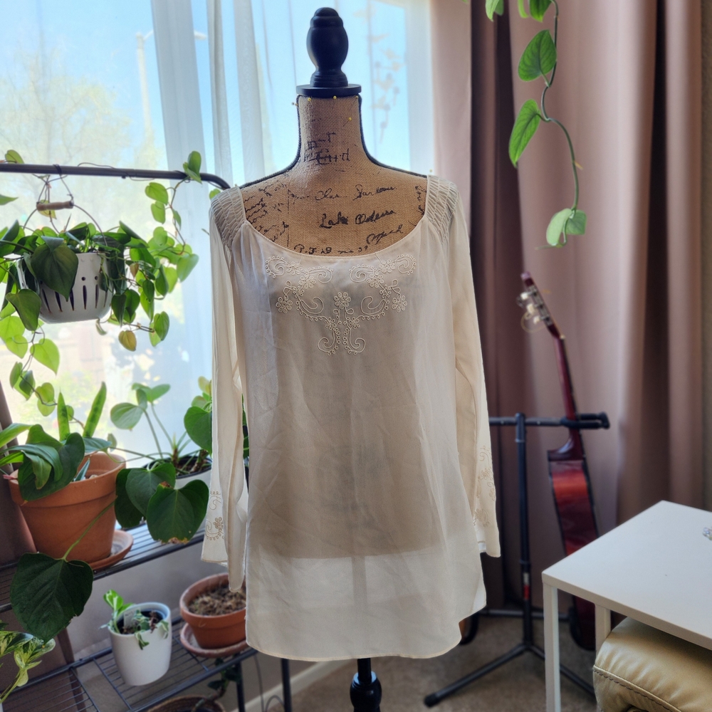 Express Cream Embroidered Blouse